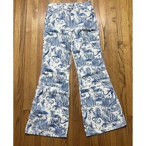 Blue and White Patterned Women Jeans